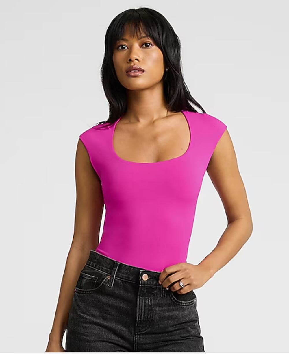 EXPRESS NWT Pink Body Contour Compression Bodysuit // L